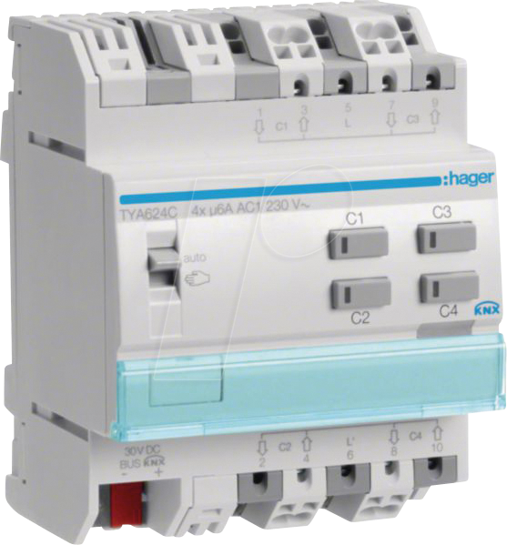 HAGER TYA624C - Rollladen-/Jalousieaktor 4-fach KNX, 230V von Hager