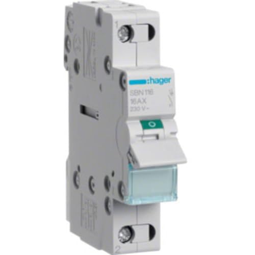 Hager Ausschalter SBN116 1polig 16A, 230 V, Grau von Hager