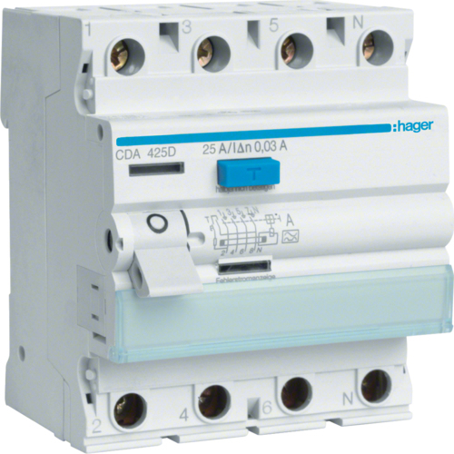 Hager CDA425D Stromunterbrecher Residual-current device A-type 4 4 Modul(e) (CDA425D) von Hager