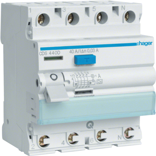 Hager CDS440D - 40 A - 230/400 V - Grau - Weiß - -25 - 40 °C - -55 - 70 °C (CDS440D) von Hager