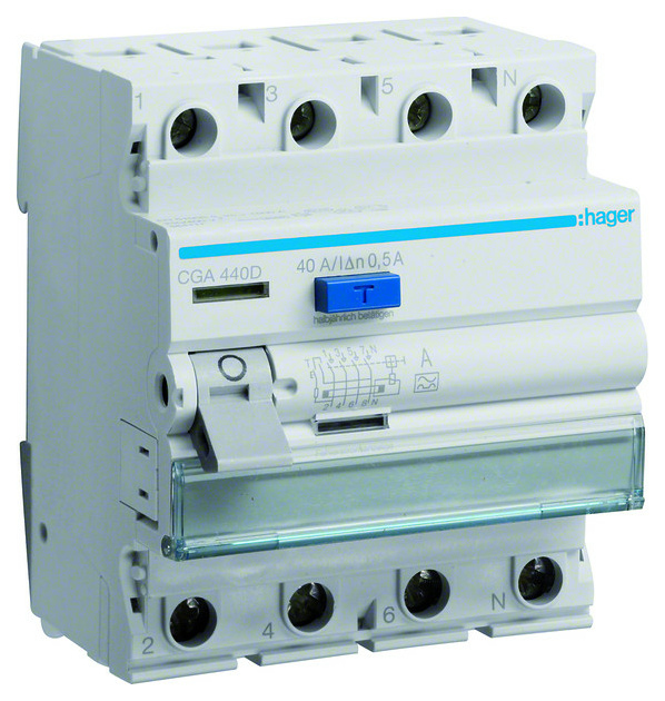 Hager CGA440D FI-Schutzschalter 4P 40A 500mA von Hager