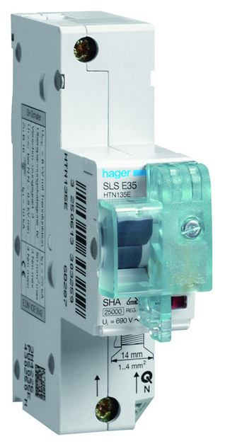 Hager HTN135E SLS-Schalter 1P E-35A f.Hutsch. Hager HTN135E SLS-Schalter 1P E-35A f.Hutsch. von Hager
