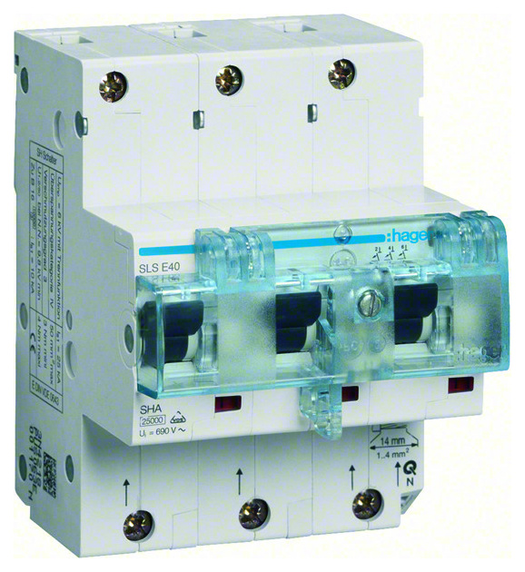 Hager HTN340E SLS-Schalter 3P E-40A Hutschiene von Hager