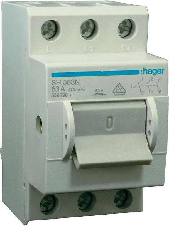 Hager Hauptschalter Grau 3polig 63 A 230 V/AC, 400 V/AC SH363N (SH363N) von Hager