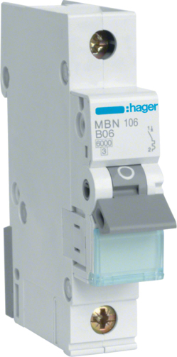 Hager MBN106. AC Eingangsfrequenz: 50/60 Hz, Nominale Stromabgabe: 6 A (MBN106) von Hager