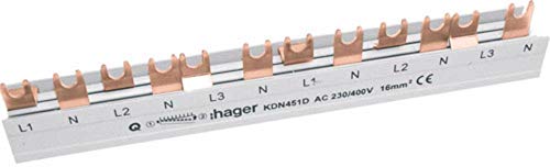 Hager Phasenschiene KDN451D 4P, 16qmm, 12Mod, Gabel Phasenschiene 3250613741082, white von Hager