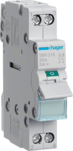 Hager SBN216. Nennstrom: 16 A, Spulenspannung (max): 440 V. Module Menge (max): 1 Modul(e). Breite: 17,5 mm, Tiefe: 68 mm, Höhe: 83 mm (SBN216) von Hager