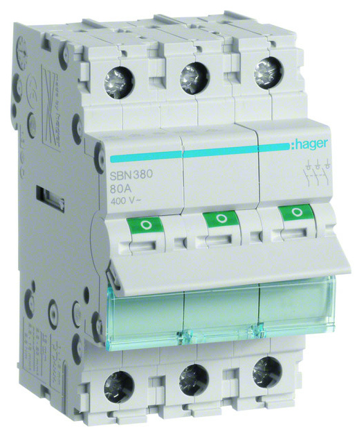 Hager SBN380 Ausschalter 80A 3S 400VAC 3PLE Hager SBN380 Ausschalter 80A 3S 400VAC 3PLE von Hager