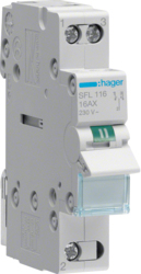 Hager SFL116. Produktfarbe: Weiß. AC Eingangsspannung: 230 V, AC Eingangsfrequenz: 50.60 Hz, Nominale Stromabgabe: 16 A. Breite: 17,5 mm, Tiefe: 68 mm, Höhe: 83 mm (SFL116) von Hager