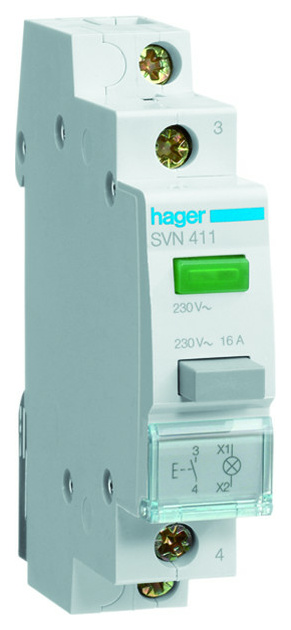 Hager SVN411 Taster 1S +LED Melder grün 230VAC von Hager