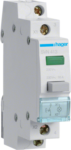 Hager SVN413. AC Eingangsfrequenz: 50/60, Nominale Stromabgabe: 16 A. Breite: 17,5 mm, Höhe: 83 mm (SVN413) von Hager