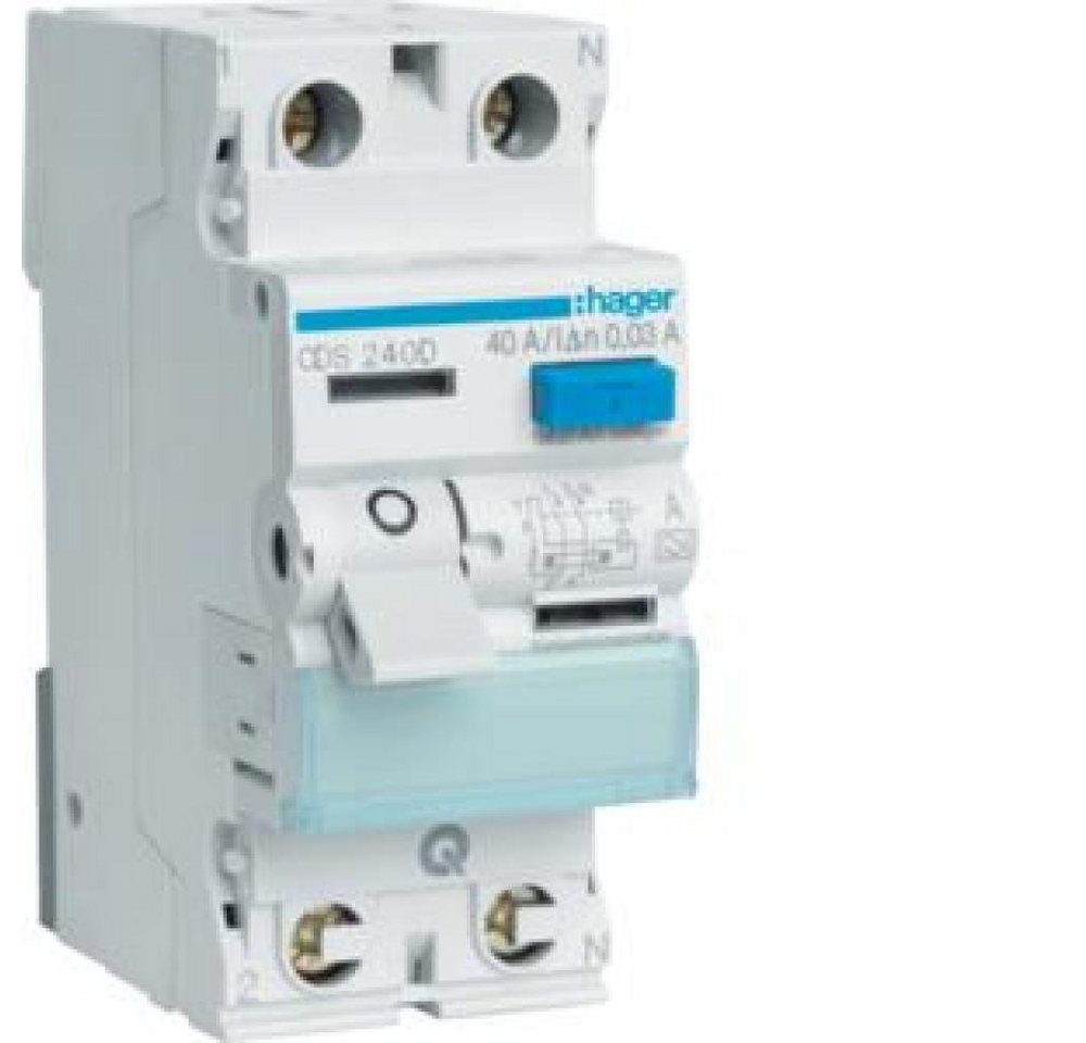 Hager Verteiler Hager FI-Schalter 2P 6kA 40A 30mA Typ A QC CDS240D Hager Verteiler Hager FI-Schalter 2P 6kA 40A 30mA Typ A QC CDS240D von Hager