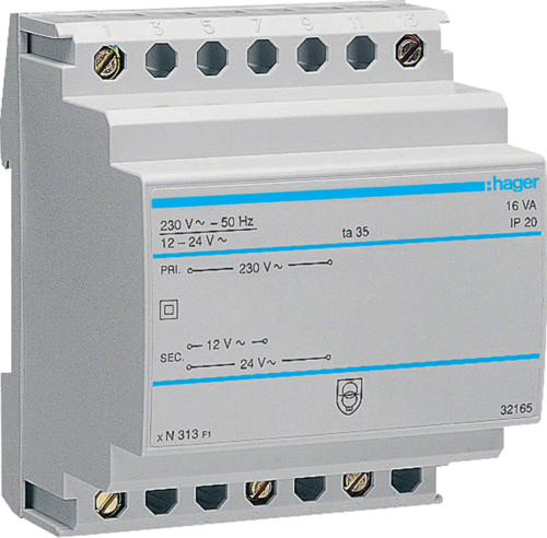 Sicherheitstrafo 12V/1.33Ao.24V/0.67A ST313 (ST313) von Hager