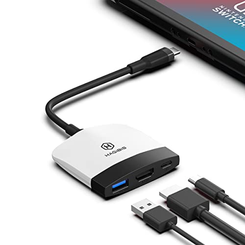 Hagibis Switch Docking Station Typ C mit HDMI USB 3.0 und USB C. Handcontroller-Adapter, kompatibel mit Switch, Mackbook, iPad Pro, Note 9 S9 und mehr(Schwarz Weiß) von Hagibis