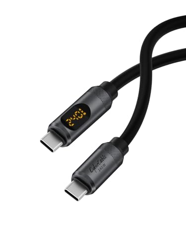Hagibis USB C Kabel, LED Display Silikon 240W Schnellladekabel mit 480Mbps Datenübertragung, Typ C Schnellladegerät für iPhone 15/15 Pro Max, iPad, MacBook Pro Air (Silber, 3.3FT) von Hagibis