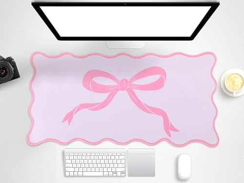 Hahafelt Mauspad mit großer rosa Schleife, 80 x 39,9 cm, niedlich, gewellte Schleife, Schreibtischunterlage, Kokette, Kawaii, Computer-Mauspad, groß, adrette, ästhetische Tischdekoration, rutschfeste Hahafelt Mauspad mit großer rosa Schleife, 80 x 39,9 cm, niedlich, gewellte Schleife, Schreibtischunterlage, Kokette, Kawaii, Computer-Mauspad, groß, adrette, ästhetische Tischdekoration, rutschfeste von Hahafelt