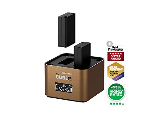 Hähnel - ProCube 2 - DSLR Duo-Ladegerät - für Olympus - EU/UK/USA-Stecker - Ladegerät für BLN-1, BLS-5 & BLH-1 - Integrierte USB-Ladebuchsen und AA-Steckplätze von Hähnel