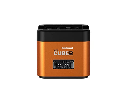 Hahnel ProCube2 Compatible with Sony, Auto-/Indoor-Batterieladegerät, orange, LCD, AA, Lithium-Ion (Li-Ion), Nickel-Metallhydrid (NiMH), Compatible with Sony DMW-PLC12, BLF19, BLG10 & NP-W126 von Hahnel