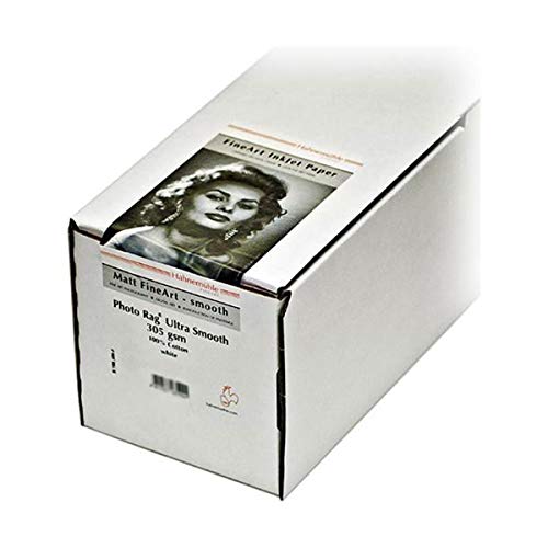 Hahnemühle 10643193 Digital FineArt Photo Rag Ultra Smooth, 305 g/m², 17 Zoll Rolle, 432 mm x 12 m, weiß von Hahnemühle