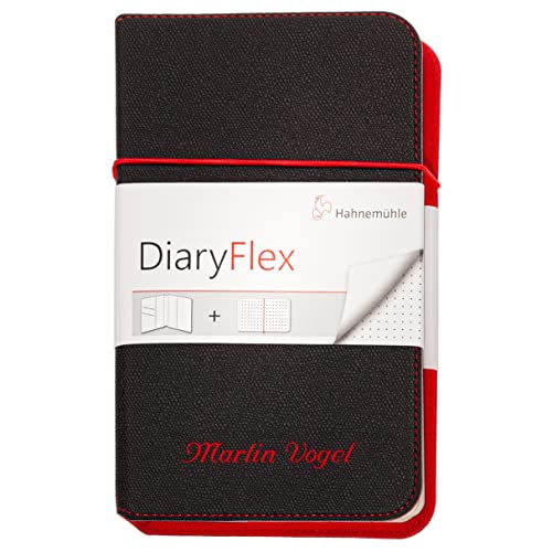 Hahnemühle Notizbuch DiaryFlex personalisiert mit Namen dotiert 11,5 x 19 cm hoch 100g/m² 80 Blatt, Schwarz/Rot von Hahnemühle