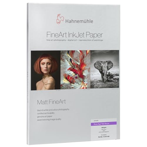 Hahnemühle Photo Rag® Matt Baryta, mattes Inkjet-Fotopapier, 100% Baumwolle, 308 g/m², weiß (329 x 483 mm) von Hahnemühle