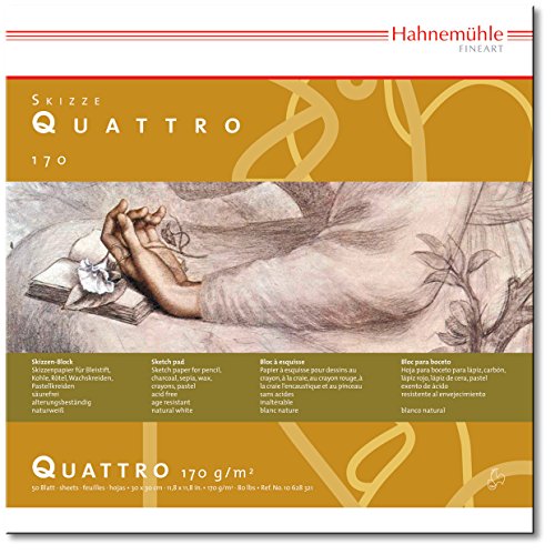 Hahnemühle Quattro Skizzenpapier, quadratischer Zeichenblock, 170 g/m², naturweiß, 40 x 40 cm von Hahnemühle