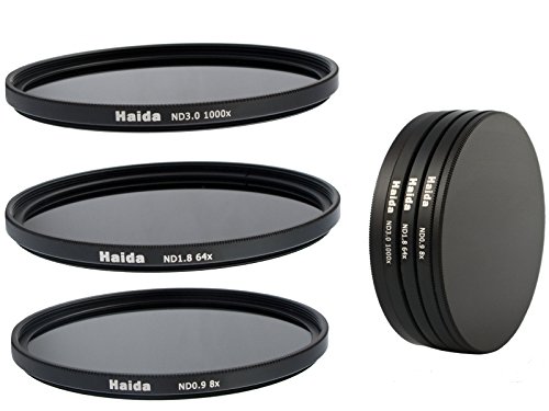 HAIDA Neutral Graufilter Set 82mm bestehend aus ND8x, ND64x, ND1000x Filtern - inkl. Stack Cap Filtercontainer + Pro Lens Cap mit Innengriff von Haida
