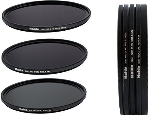 HAIDA Slim PRO II Digital MC Neutral Graufilter Set bestehend aus ND8, ND64, ND1000 Filtern 72mm inkl. Stack Cap Filtercontainer + Pro Lens Cap mit Innengriff von Haida