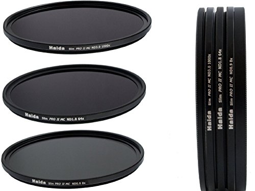 HAIDA Slim PRO II Digital MC Neutral Graufilter Set bestehend aus ND8x, ND64x, ND1000x Filtern 77mm inkl. Stack Cap Filtercontainer + Pro Lens Cap mit Innengriff von Haida