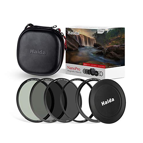 HAIDA Ultra Slim NanoPro MC Magnetic Set für 72mm / 77mm Filterdurchmesser - ND64x, ND1000x, Polfilter, Magnet Cap und Filtertasche von Haida