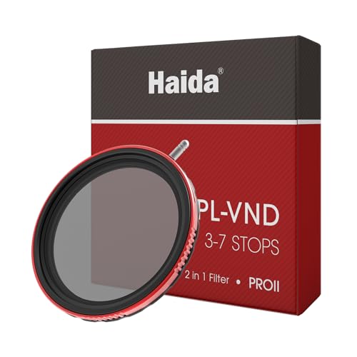 Haida Pro II CPL&VND 2-in-1 Objektivfilter Variabler ND-Filter Polarisationsfilter 3-7 Blendenstufen ND8-ND128 für Kameraobjektiv (95mm) von Haida