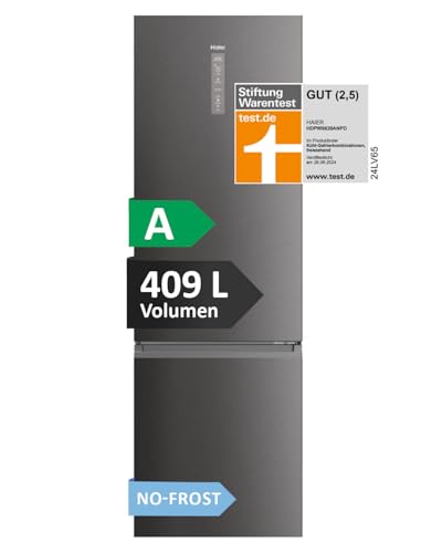 Haier Kühl Gefrierkombination 2D 60 SERIE 5 PRO HDPW5620ANPD; 2,05 m, No Frost; Energieeffizienzklasse A; Kühlschrank mit Gefrierfach freistehend, XL-Fassungsvermögen 409L; Wi-Fi, smarte Kühlfächer von Haier