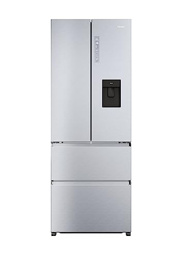 Haier French Door HFR5719EWMG Kühl-Gefrier-Kombination/Total No Frost/Easy Access Gefrierschubladen spart bis zu 30% Energie / 70 cm Breite/MyZonePlus/Wasserspender mit Tank/Edelstahllook von Haier