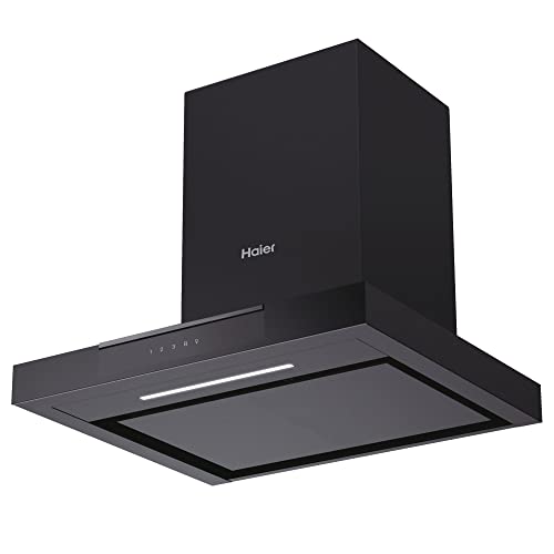 Haier HATS6DCS56B Dunstabzugshaube/Wandhaube/hOn App/gefärbtem Stahl und Glas in schwarz/Booster Funktion/Timer/Touch Bedienung/LED Beleuchtung von Haier