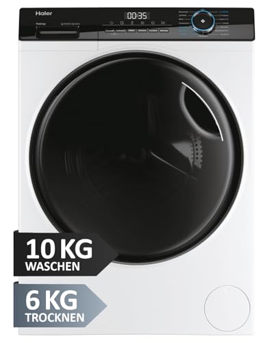 Haier I-PRO SERIE 3 HWD100-B14939 Waschtrockner I 10kg Waschen, 6kg Trocknen I 1.400 U/Min. & Direct Motion Motor I Inkl. Aquastop-Schlauch und Refresh-Programm [Energieklasse D] von Haier