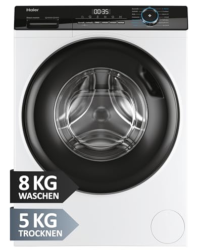 Haier I-PRO SERIE 3 HWD80-B14939 Waschtrockner / 8 kg Waschen / 5 kg Trocknen/Direct Motion Motor - absolut leise/Refresh-Dampfprogramm/Aquastop-Schlauch [Energieklasse D] von Haier