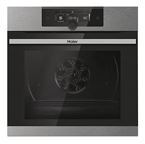 Haier I-Turn Series 2 HWO60SM2F9XH Multifunktionsofen, Pyrolyse, Reinigung durch Aqualyse oder Pyrolyse, WLAN-Konnektivität, Kapazität 70 l, mehrstufiges Kochen, 13 Funktionen, Edelstahl und Schwarz von Haier