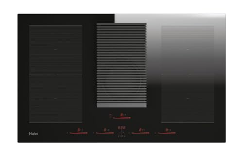 Haier SERIE 6 HAIH8IFMCF Induktionskochfeld mit Dunstabzug / 80 cm/Umluftbetrieb/Multi-Slider-Bedienung / 4 Zonen inkl. 2 Flex-Zonen / 9 Leistungsstufen inkl. PowerBoost/Timer/Kindersicherung von Haier