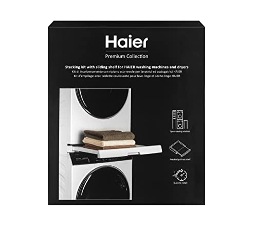 Haier – Verbindungssatz für Waschmaschinen und Trockner in Premium-Qualität/Ablage für Wäschekorb/kompatibel mit Haier Waschmaschinen der Serien 3, 5, 7 und den Trocknern der Serien 5 und 7 / weiß von Haier