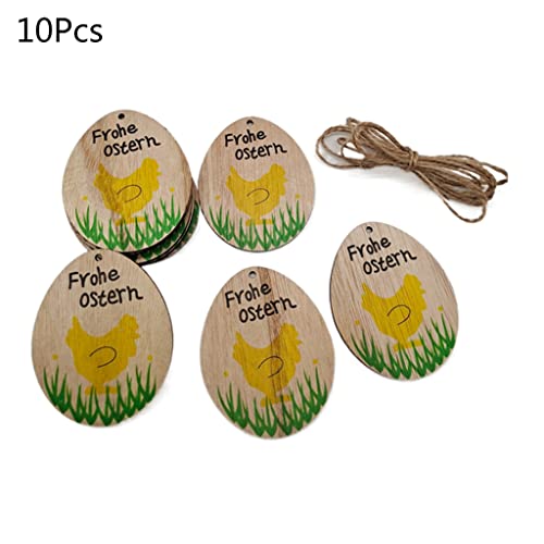 10 Stcs Ostereier Holzscheiben Anhänger Hängende Ornamente Handwerk Dekoration Home Party von Haiki