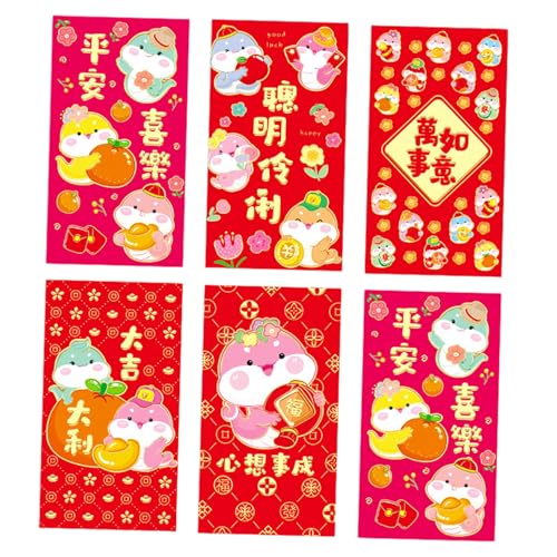 6 Stück Chinesische Neujahrsdekoration 2025 Schlangen-Thema Rötungen Umschläge Frühlingsfest Geldpakete für Kinder 6 Stück Chinesische Neujahrsdekoration 2025 Schlangen-Thema Rötungen Umschläge Frühlingsfest Geldpakete für Kinder von Haiki