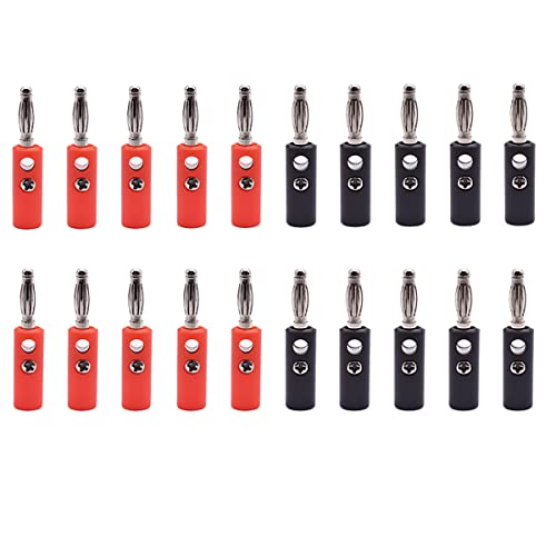 Hailege 20pcs 4MM Banana Plug Male Audio Amplifier Banana Plug Speaker Jack Terminal Connectors (10 Red + 10 Black) von Hailege