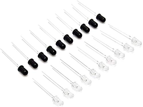 Hailege 20pcs 5mm 940nm LEDs Infrared Emitter and IR Receiver Diode for Arduino 5MM Infrared 10 Emission + 10Receiver Tube (Pack of 10Pairs) von Hailege