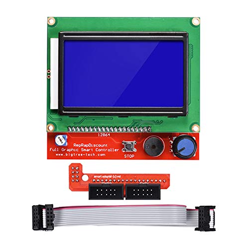 Hailege 3D Printer Reprap Smart Controller 12864 LCD Display with Smart Controller Board for 3D Printer RAMPS 1.4 Reprap Mendel Prusa 128x64 LCD Blue Color von Hailege