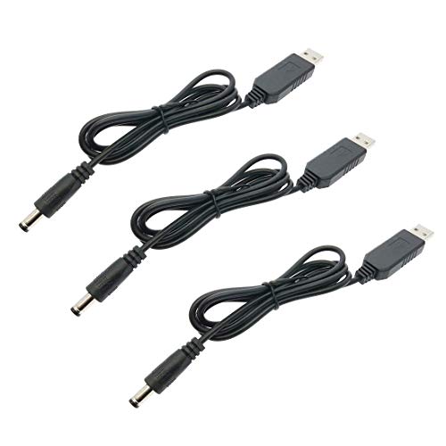 Hailege 3pcs USB zu DC 5V zu 12V Spannungserhöhung Kabel 5V zu 12V Spannungsaufwärtskabel 5,5x2,1mm DC Stecker Länge 1M von Hailege