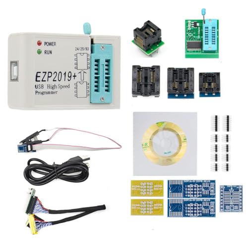 Hailege EZP2019+ Upgraded High Speed USB SPI Programmer Support EEPROM Flash 24 25 93 25 BIOS Full Set with 12 Sockets Adapters WIN7&WIN8 von Hailege