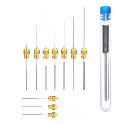 Hailege Nozzle Cleaning Kit(Pack of 10)3D Printer Needles Clean Tools 0.15 0.2 0.25 0.3 0.35 0.4 0.5 0.6 0.8 1.0mm Stainless Steel Nozzle Cleaning Needles Kit for Drills von Hailege