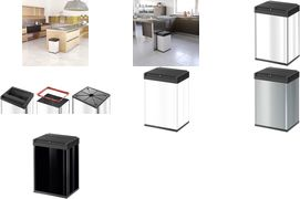 Hailo Abfalleimer Big-Box Swing L, 35 Liter, silber Großraum-Abfallbox, Stahlblech und Kunststoff, automatisch - 1 Stück (0840-121) von Hailo