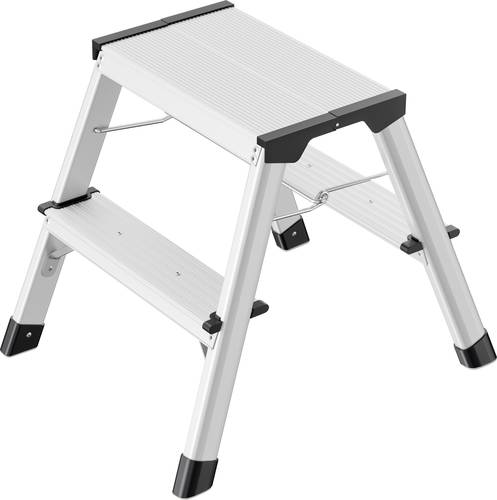 Hailo D60 4442-701 Aluminium Doppel-Klapptritt klappbar Arbeitshöhe (max.): 240cm Silber, Schwarz 1 von Hailo