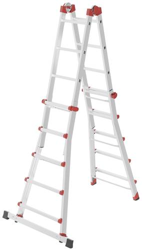 Hailo M80 7520007 Aluminium Multifunktionsleiter Arbeitshöhe (max.): 5.70m Silber, Rot 15.2kg von Hailo